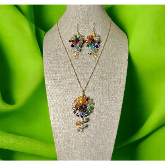 Sunflower Jewelry - Joyeria artesanal Girasol/sunflower charm/Regalo Original/girasolmulticolor